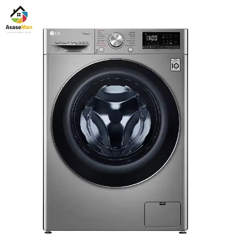 نمای کلی از ماشین لباسشویی ال جی 10.5/7 کیلو گرم مدل F4V5 نقره ای