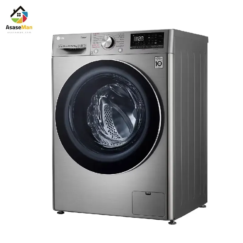 نمای چپ از ماشین لباسشویی ال جی 10.5/7 کیلو گرم مدل F4V5 نقره ای